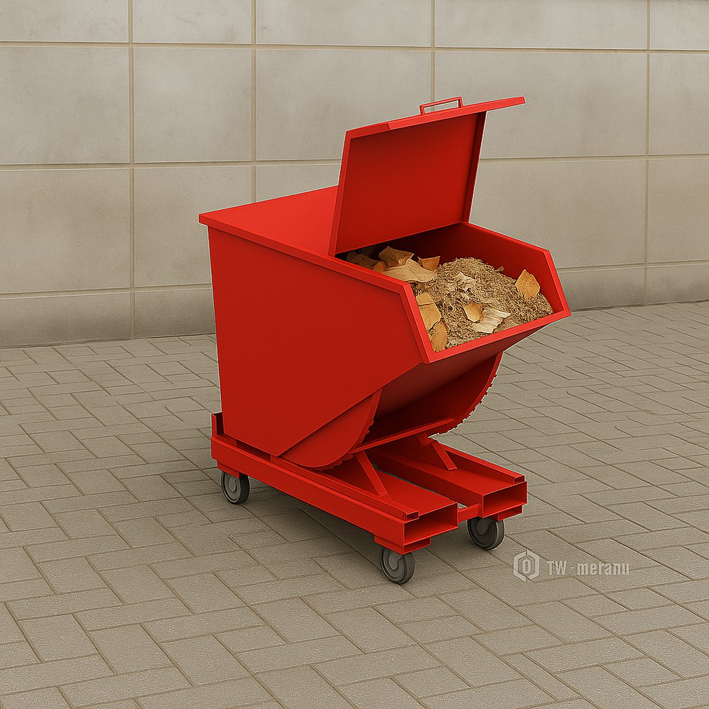 Контейнер металлический КОА-01 с крышкой и колесами 1330x1445x740, 600 л.