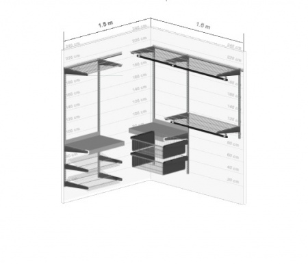 Гардеробная система №32 с мелко сетчатой корзиной 