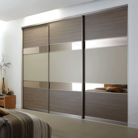 Двери-купе со сложным наполнением в профиле Стандарт Шампань Браш