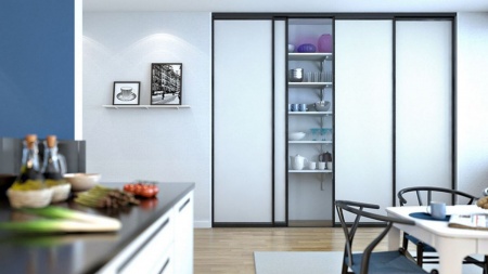 Двери-купе в профиле Стандарт Софт-тач Грей с белой тонировкой