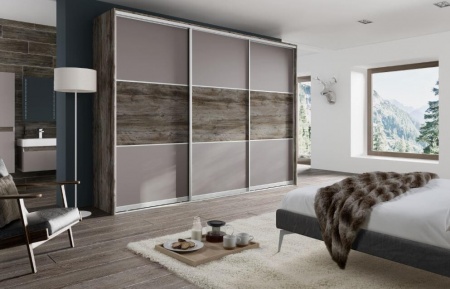 Двери-купе с ЛДСП Премиум Эггер в профиле Стандарт Серебро Браш