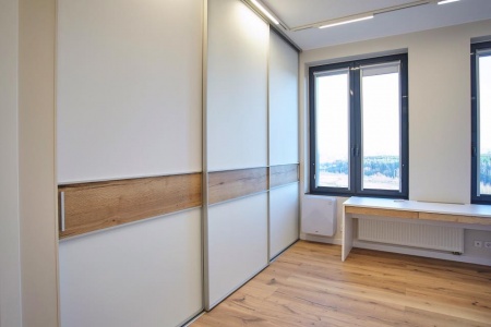 Двери-купе со вставками панелей ЛДСП Премиум Эггер в профиле Slim