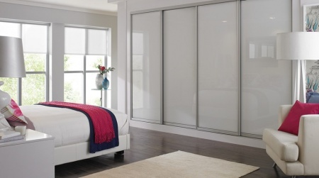 Двери-купе в профиле Венеция Серебро Браш в нишу