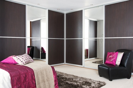 Двери-купе с панелями ЛДСП и зеркалами Серебро