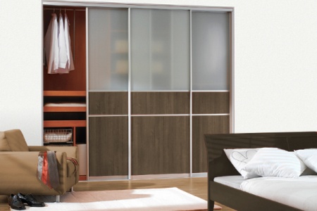 Двери-купе со вставками тонировки и панелей ЛДСП/МДФ