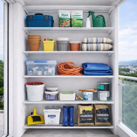 Гардеробная система на балкон 2300х1250х350