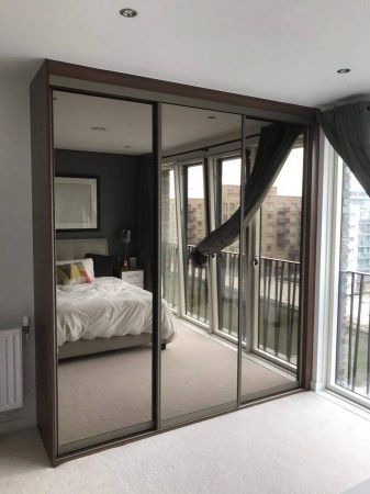 Двери-купе в профиле Комбо Платина с зеркалом Бронза