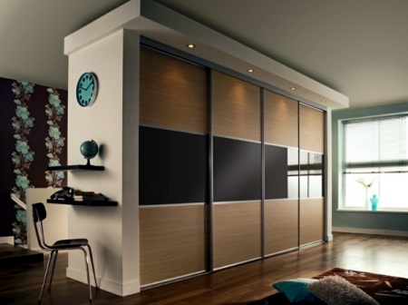 Двери-купе в профиле Slim Графит с тонировкой и ЛДСП Премиум